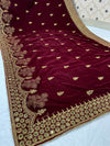 Riwayat Mukhmal Maroon  Velevt Dupatta