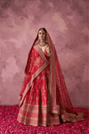 Padmavati Red Raw Silk Embroidered Lehenga Set With Two Dupattas