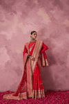 Rajrani Red Raw Silk Zari Embroidered Saree Set