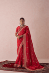 Tarangini Red Georgette Zari Embroidered Saree Set