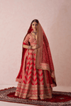 Sumedha Raw Silk Embroidered Lehenga Set With Two Dupattas