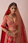 Sumedha Raw Silk Embroidered Lehenga Set With Two Dupattas
