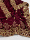Riwayat Mukhmal Maroon  Velevt Dupatta