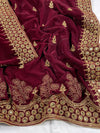 Riwayat Mukhmal Maroon  Velevt Dupatta