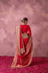 Rajrani Red Raw Silk Zari Embroidered Saree Set