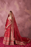 Padmavati Red Raw Silk Embroidered Lehenga Set With Two Dupattas