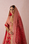 Sumedha Raw Silk Embroidered Lehenga Set With Two Dupattas