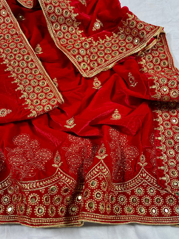 Riwayat Mukhmal Red Velevt Dupatta