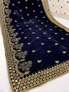 Riwayat Mukhmal Navy Blue Velevt Dupatta