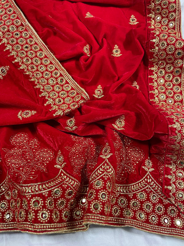 Riwayat Mukhmal Red Velevt Dupatta