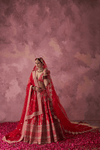 Padmavati Red Raw Silk Embroidered Lehenga Set With Two Dupattas