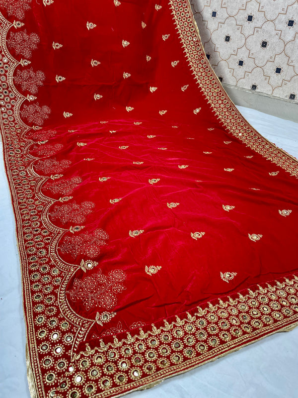 Riwayat Mukhmal Red Velevt Dupatta