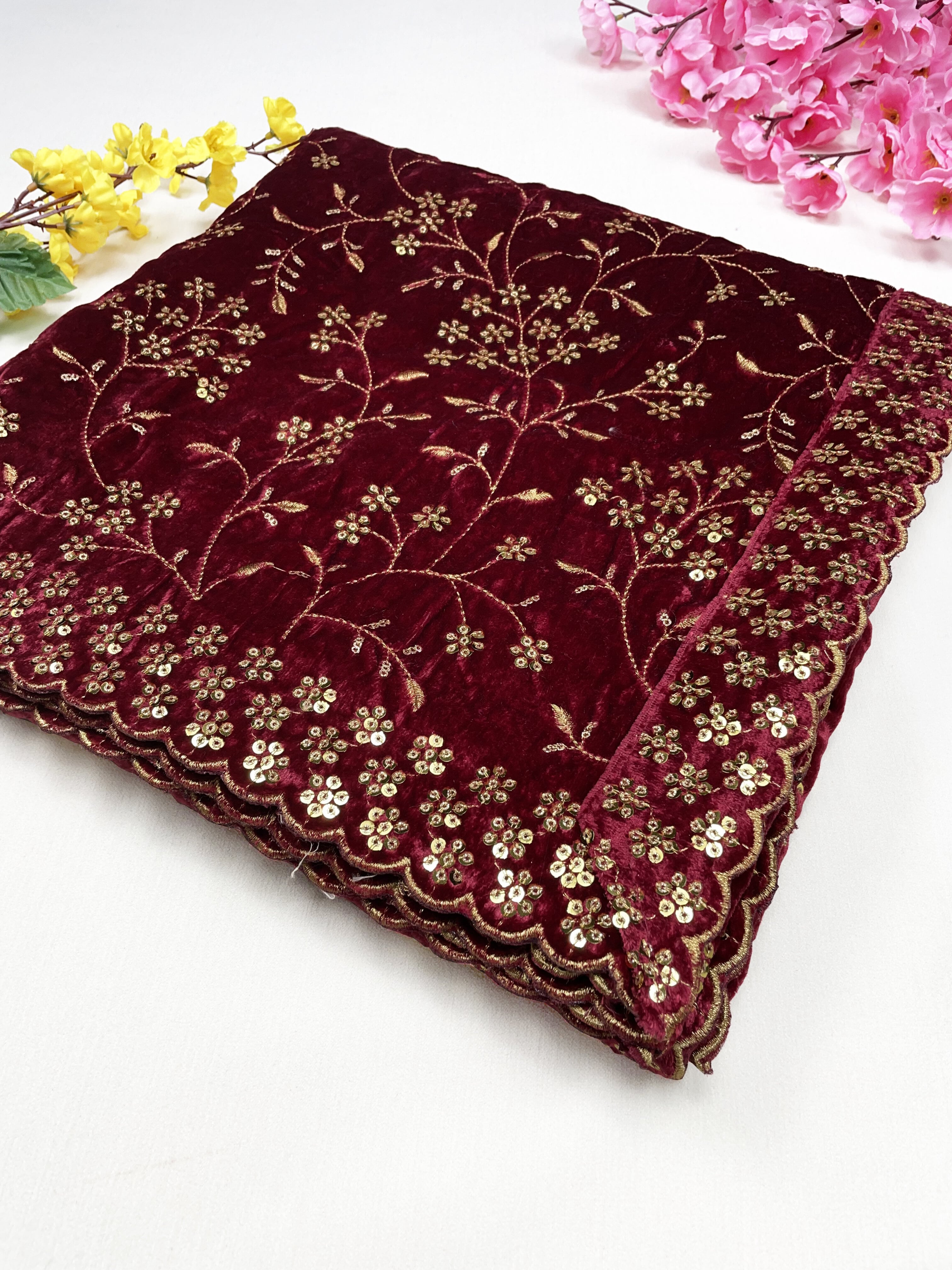 Luxury Velvet With Brasso Dupatta (UNSTITCHED) main image 1