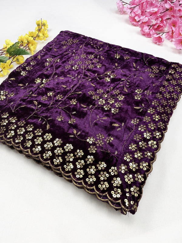 Trending Sequence Work Embroidered Velvet Dupatta