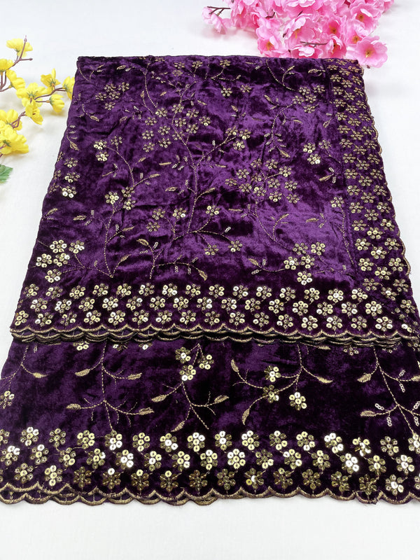 Trending Sequence Work Embroidered Velvet Dupatta