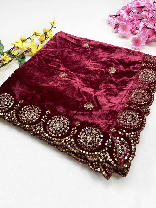 mulberry Sequence Velvet Dupatta