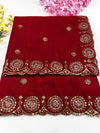 mulberry Sequence Work Embroidered Velvet Dupatta  