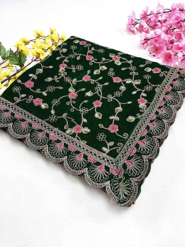 Maharani Zari Embroidered Velvet Dupatta