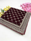 Maroon Premium Embroidery Velvet Dupatta For Every Occasions