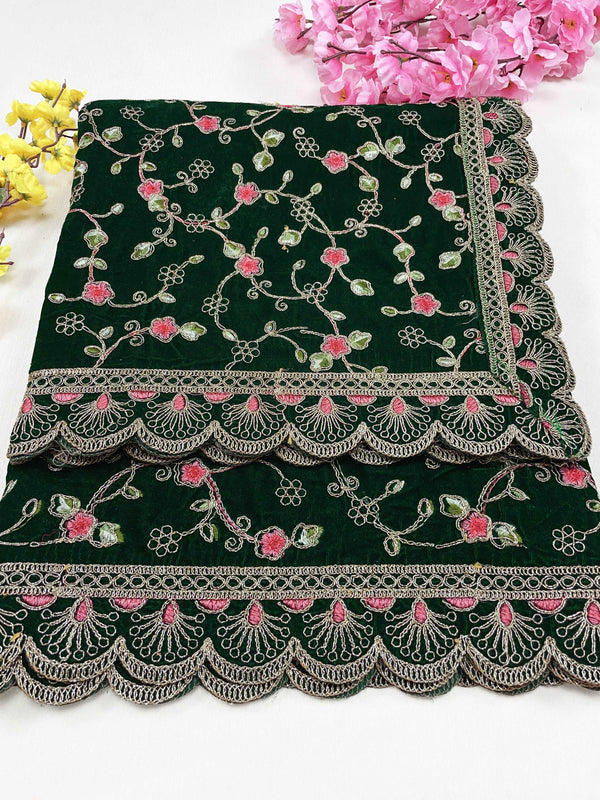 Maharani Zari Embroidered Velvet Dupatta