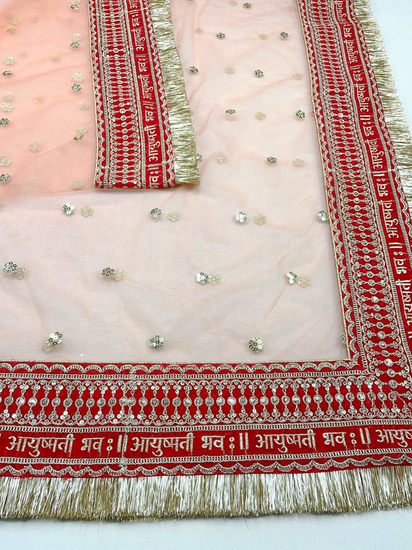 New Ayushmati Bhavah Maroon Peach Bridal Dupatta's KYMA
