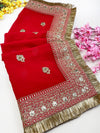 Bridal Madhulika Red Embroidered Georgette Dupatta