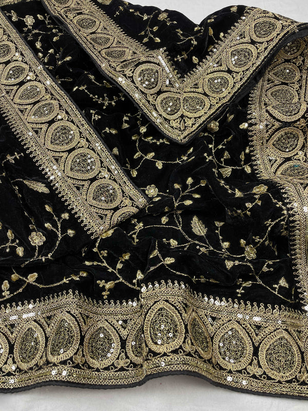Black Premium Embroidery Velvet Dupatta For Every Occasions