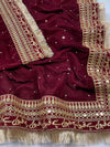 Qubool Hai Bridal Velvet Maroon Wedding Dupatta