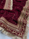 Qubool Hai Bridal Velvet Maroon Wedding Dupatta