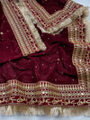 Qubool Hai Bridal Velvet Maroon Wedding Dupatta