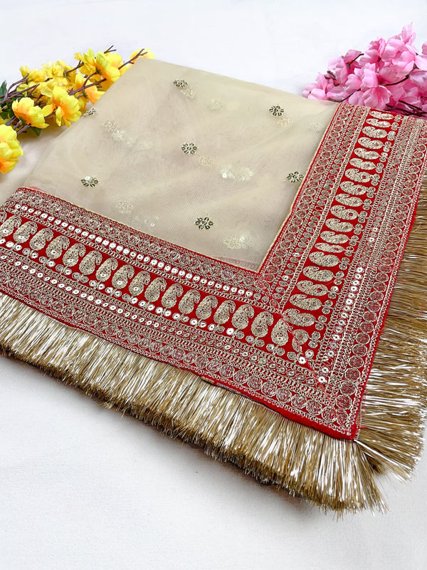 Bridal Dupatta , Net Dupatta , Embroidered Dupatta, Indian Bridal Wedding Wear Chunni, Stole, Scarf, Scarves, Veil, Hijab, Lehengha , Wedding Lehengha