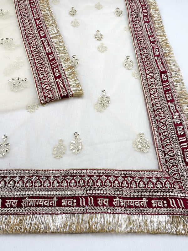 Bridal Dupatta , Net Dupatta , Embroidered Dupatta, Indian Bridal Wedding Wear Chunni, Stole, Scarf, Scarves, Veil, Hijab, Lehengha , Wedding Lehengha