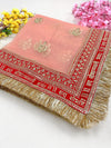 Bridal Saubhagyavati Peach Embroidered Fringed Net DupattaBridal Dupatta , Net Dupatta , Embroidered Dupatta, Indian Bridal Wedding Wear Chunni, Stole, Scarf, Scarves, Veil, Hijab, Lehengha , Wedding Lehengha