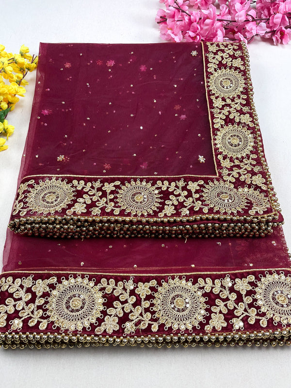 Bridal Dupatta , Net Dupatta , Embroidered Dupatta, Indian Bridal Wedding Wear Chunni, Stole, Scarf, Scarves, Veil, Hijab, Lehengha , Wedding Lehengha