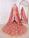 Riwaayat Luxury Red Bridal Veil with Heritage Gold Embroidered Border | V1014 | Wedding Veil