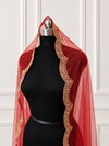 Classy Red Bridal Veil with premium Embroidery | V1066 | Wedding Veil