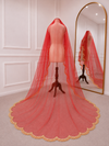 Eleanor Red Bridal Veil with premium Embroidery | V1056 | Wedding Veil