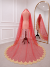 Roselyn Red Bridal Veil with premium Embroidery | V1048 | Wedding Veil