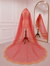 Isadora Red Bridal Veil with premium Embroidery | V1062 | Wedding Veil