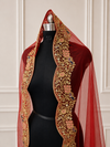 Juliana Red Bridal Veil with premium Embroidery | V1063 | Wedding Veil