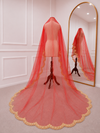Vivian Red Bridal Veil with premium Embroidery | V1057 | Wedding Veil