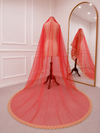 Florabelle Red Bridal Veil with premium Embroidery | V1061 | Wedding Veil
