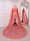 Saanjh Red Bridal Veil with premium Embroidery | V1045 | Wedding Veil