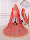 Aadhya Red Bridal Veil with Intricate Embroidered Border | V1022 | Wedding Veil