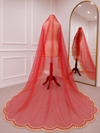 Valentina Red Bridal Veil with premium Embroidery | V1050 | Wedding Veil