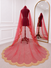 Rajsi Luxury Red Bridal Veil with Royal Gold Embroidered Border | KYMA India | V1010 | Wedding Veil