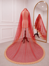 Amelia Red Bridal Veil with premium Embroidery | V1054 | Wedding Veil