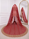 Aarna Red Bridal Veil with Luxury Embroidered Border | V1026 | Wedding Veil