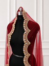 Riwaayat Red Bridal Veil with premium Embroidery | V1044 | Wedding Veil