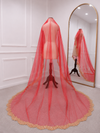 Gulmohar Red Bridal Veil with premium Embroidery | V1042 | Wedding Veil